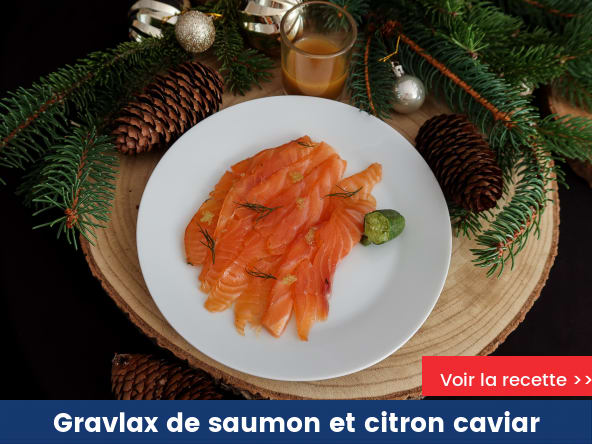 Gravlax de saumon relevé par du citron caviar frais et son zeste